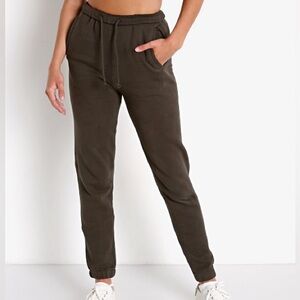 NWT Joan Brown Empire Terry CHARCOAL faded black  Jogger Sweatpants XS/S cotton